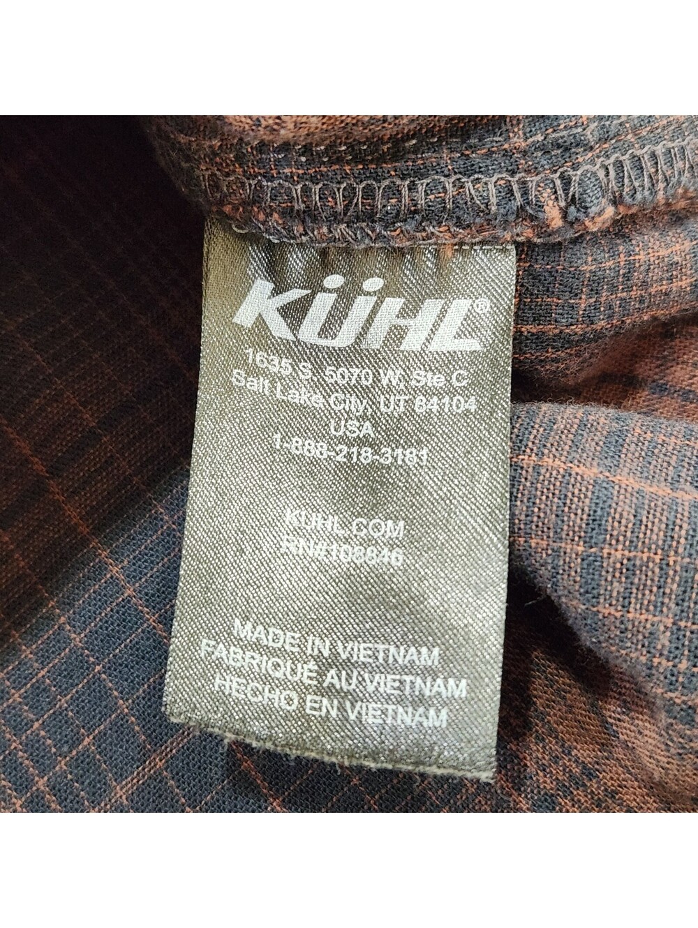 KUHL Shirt Mens Medium Plaid Flannel Long Sleeve Button Down Rust Blue Outdoor - Picture 7 of 8
